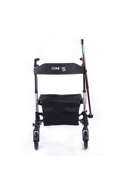 Dm9102 Lüx Rollator Alüminyum Oturaklı Yürüteç Katlanır Sırt Desteği Frenli Katlanır